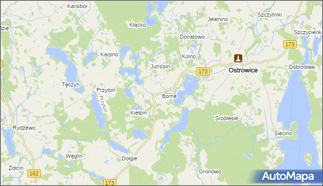 mapa Borne gmina Ostrowice, Borne gmina Ostrowice na mapie Targeo