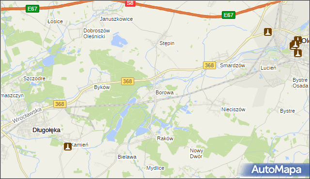 mapa Borowa gmina Długołęka, Borowa gmina Długołęka na mapie Targeo