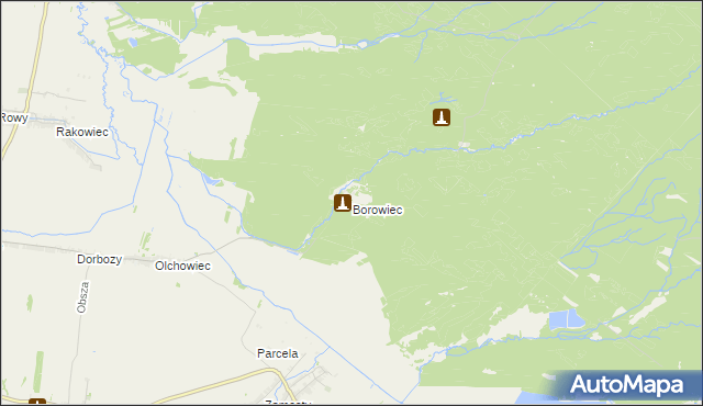 mapa Borowiec gmina Łukowa, Borowiec gmina Łukowa na mapie Targeo