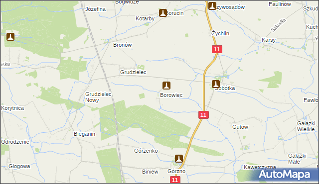 mapa Borowiec gmina Ostrów Wielkopolski, Borowiec gmina Ostrów Wielkopolski na mapie Targeo