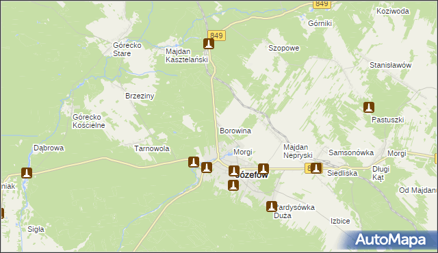 mapa Borowina gmina Józefów, Borowina gmina Józefów na mapie Targeo