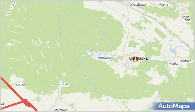 mapa Borówki gmina Gromadka, Borówki gmina Gromadka na mapie Targeo