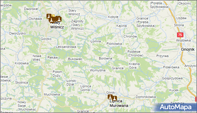 mapa Borówna, Borówna na mapie Targeo