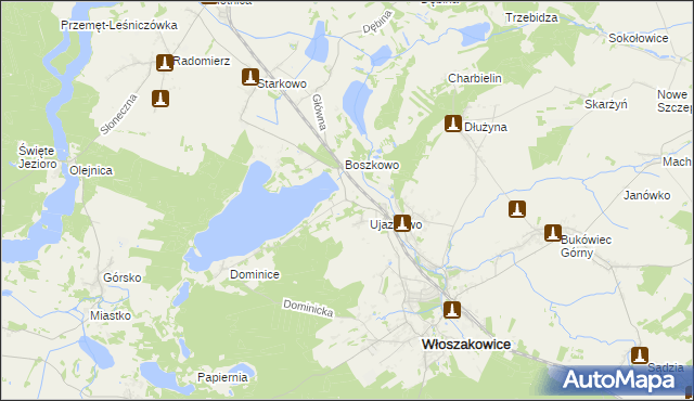 mapa Boszkowo-Letnisko, Boszkowo-Letnisko na mapie Targeo