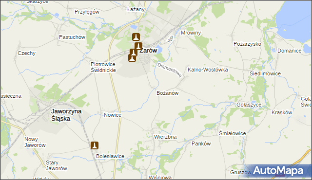 mapa Bożanów, Bożanów na mapie Targeo