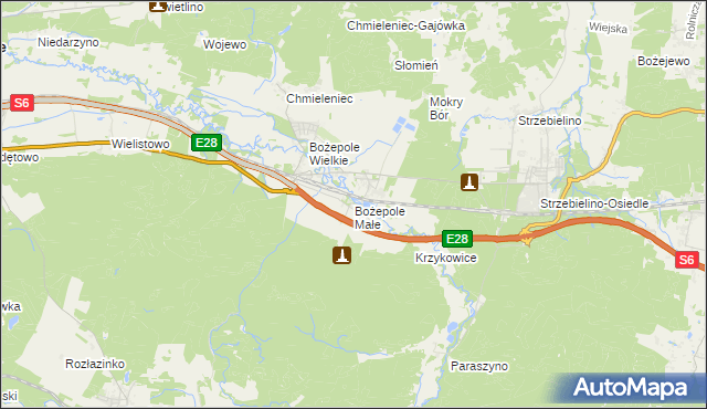 mapa Bożepole Małe, Bożepole Małe na mapie Targeo