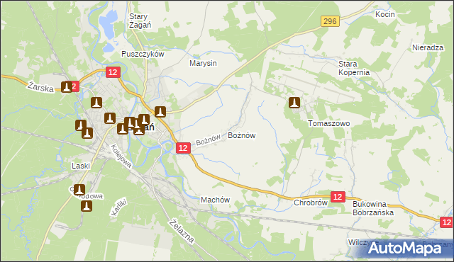 mapa Bożnów, Bożnów na mapie Targeo