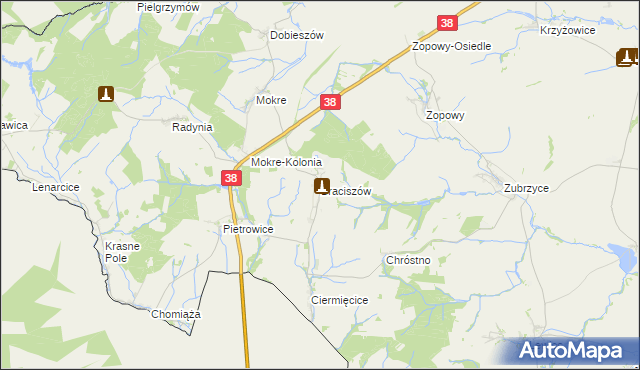 mapa Braciszów, Braciszów na mapie Targeo