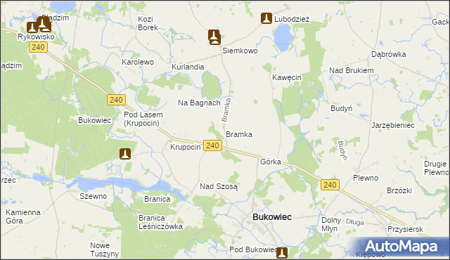 mapa Bramka gmina Bukowiec, Bramka gmina Bukowiec na mapie Targeo