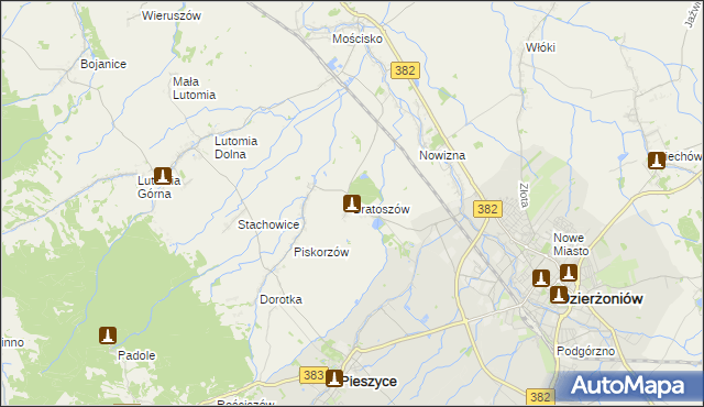 mapa Bratoszów, Bratoszów na mapie Targeo