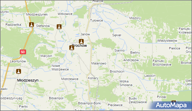 mapa Brochów-Kolonia, Brochów-Kolonia na mapie Targeo