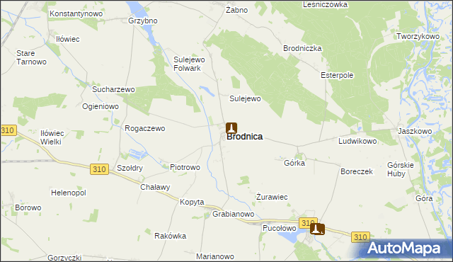 mapa Brodnica powiat śremski, Brodnica powiat śremski na mapie Targeo