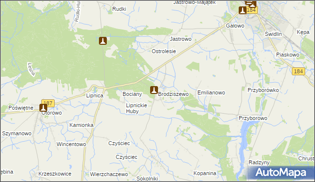 mapa Brodziszewo, Brodziszewo na mapie Targeo