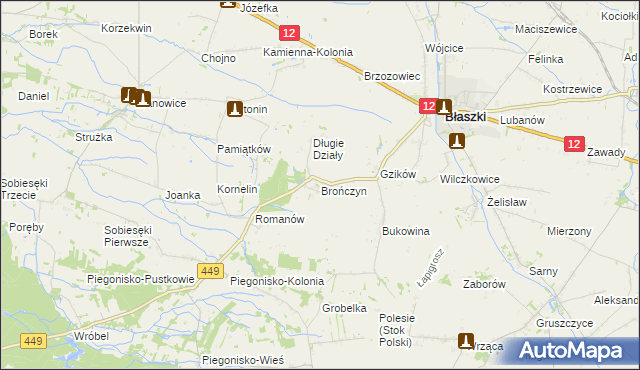 mapa Brończyn, Brończyn na mapie Targeo