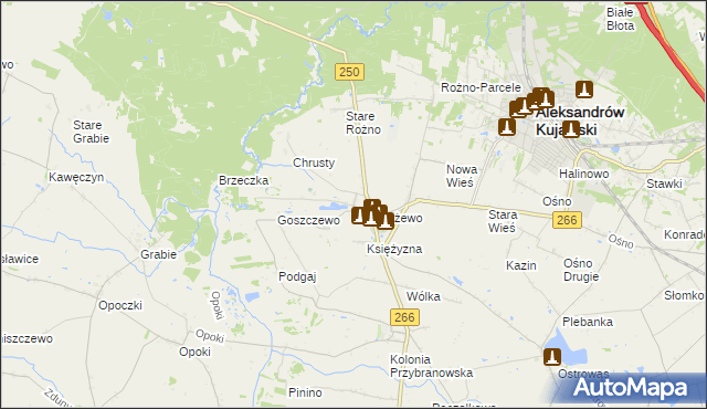mapa Broniszewo gmina Aleksandrów Kujawski, Broniszewo gmina Aleksandrów Kujawski na mapie Targeo