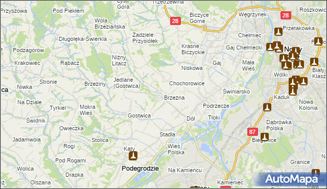 mapa Brzezna, Brzezna na mapie Targeo