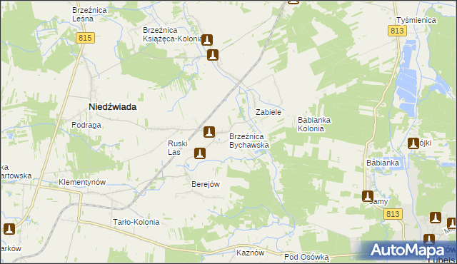 mapa Brzeźnica Bychawska, Brzeźnica Bychawska na mapie Targeo