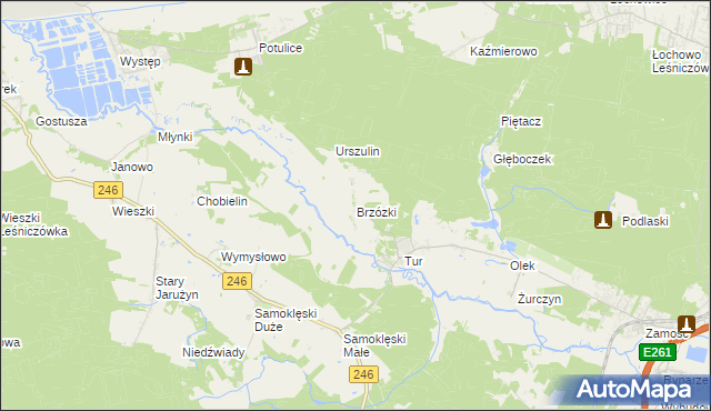 mapa Brzózki gmina Szubin, Brzózki gmina Szubin na mapie Targeo