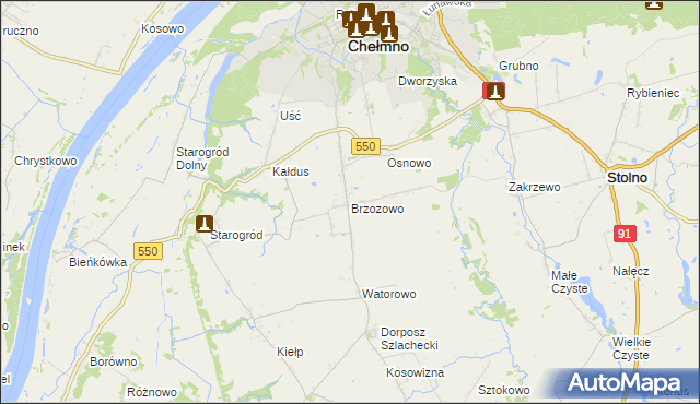 mapa Brzozowo gmina Kijewo Królewskie, Brzozowo gmina Kijewo Królewskie na mapie Targeo