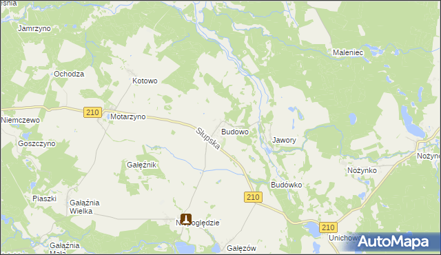 mapa Budowo, Budowo na mapie Targeo