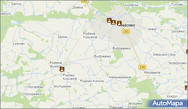 mapa Budziejewo, Budziejewo na mapie Targeo