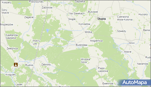 mapa Budzisław gmina Słupia Konecka, Budzisław gmina Słupia Konecka na mapie Targeo