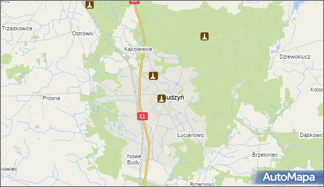 mapa Budzyń powiat chodzieski, Budzyń powiat chodzieski na mapie Targeo