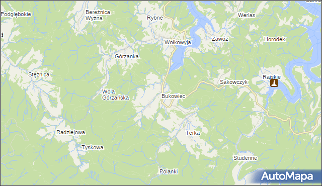 mapa Bukowiec gmina Solina, Bukowiec gmina Solina na mapie Targeo