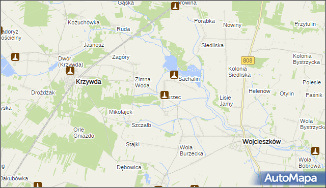 mapa Burzec, Burzec na mapie Targeo