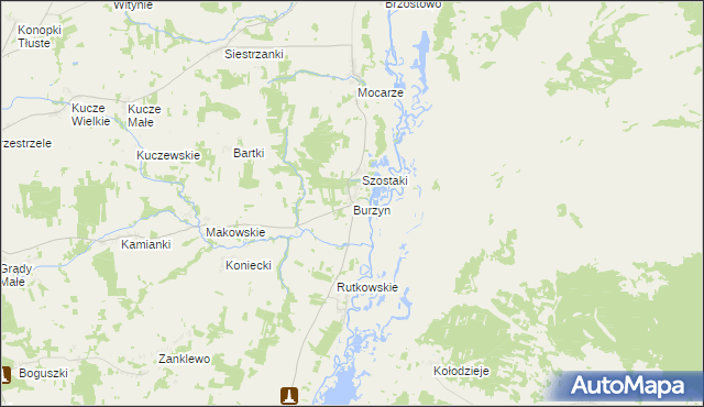 mapa Burzyn gmina Jedwabne, Burzyn gmina Jedwabne na mapie Targeo