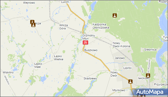 mapa Buszkowo gmina Koronowo, Buszkowo gmina Koronowo na mapie Targeo