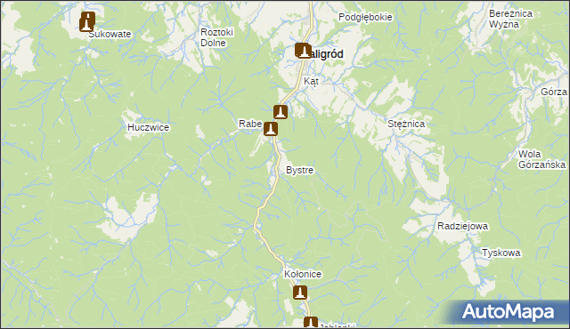 mapa Bystre gmina Baligród, Bystre gmina Baligród na mapie Targeo