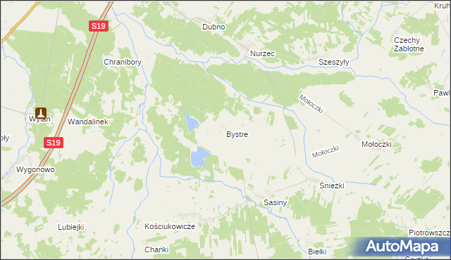 mapa Bystre gmina Boćki, Bystre gmina Boćki na mapie Targeo
