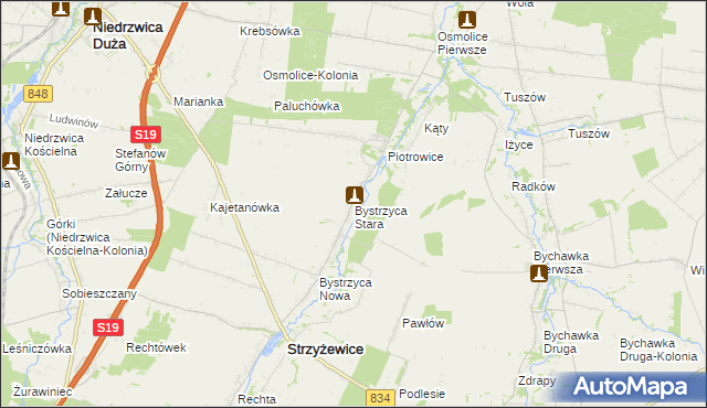 mapa Bystrzyca Stara, Bystrzyca Stara na mapie Targeo