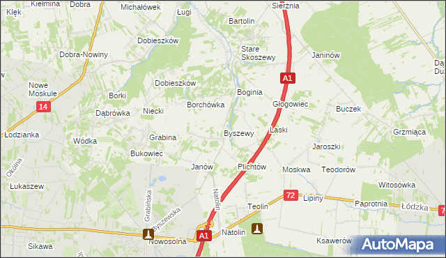 mapa Byszewy, Byszewy na mapie Targeo