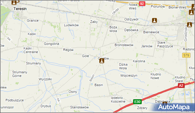 mapa Cegłów gmina Baranów, Cegłów gmina Baranów na mapie Targeo