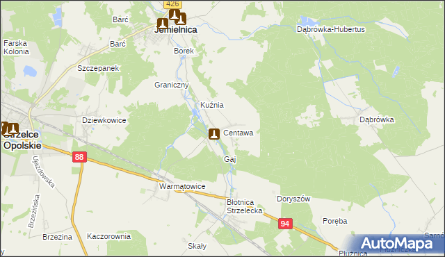 mapa Centawa, Centawa na mapie Targeo