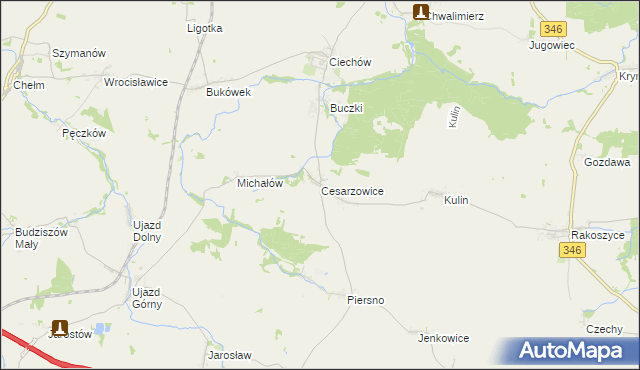 mapa Cesarzowice gmina Środa Śląska, Cesarzowice gmina Środa Śląska na mapie Targeo