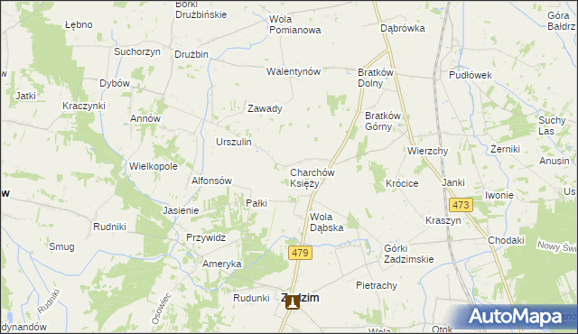 mapa Charchów Księży, Charchów Księży na mapie Targeo