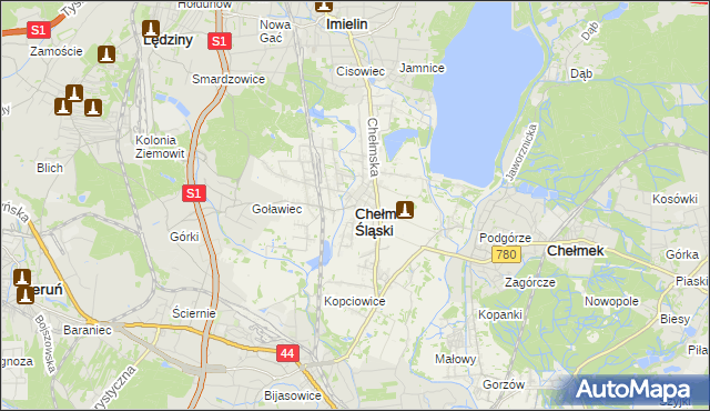 mapa Chełm Śląski, Chełm Śląski na mapie Targeo