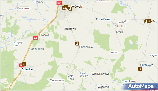 mapa Chmielinko, Chmielinko na mapie Targeo