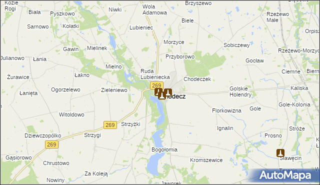 mapa Chodecz powiat włocławski, Chodecz powiat włocławski na mapie Targeo