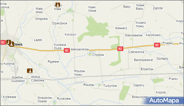 mapa Chodów powiat kolski, Chodów powiat kolski na mapie Targeo