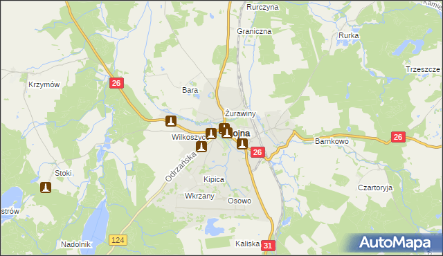 mapa Chojna powiat gryfiński, Chojna powiat gryfiński na mapie Targeo