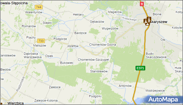 mapa Chomentów-Puszcz, Chomentów-Puszcz na mapie Targeo