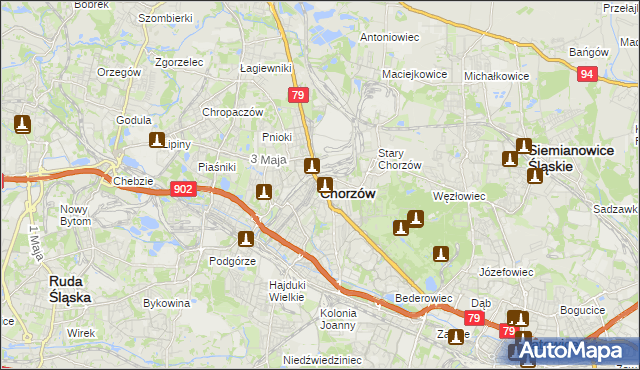 mapa Chorzów, Chorzów na mapie Targeo