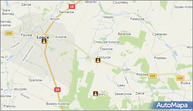 mapa Chotycze, Chotycze na mapie Targeo