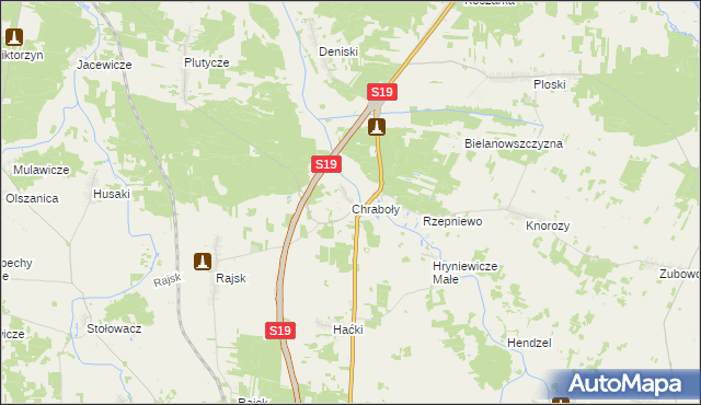 mapa Chraboły gmina Bielsk Podlaski, Chraboły gmina Bielsk Podlaski na mapie Targeo