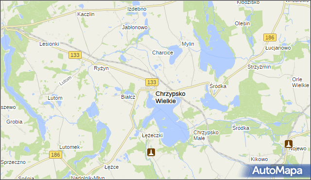 mapa Chrzypsko Wielkie, Chrzypsko Wielkie na mapie Targeo