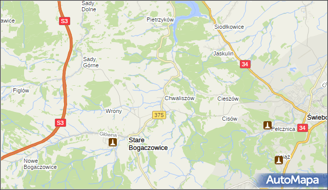 mapa Chwaliszów, Chwaliszów na mapie Targeo